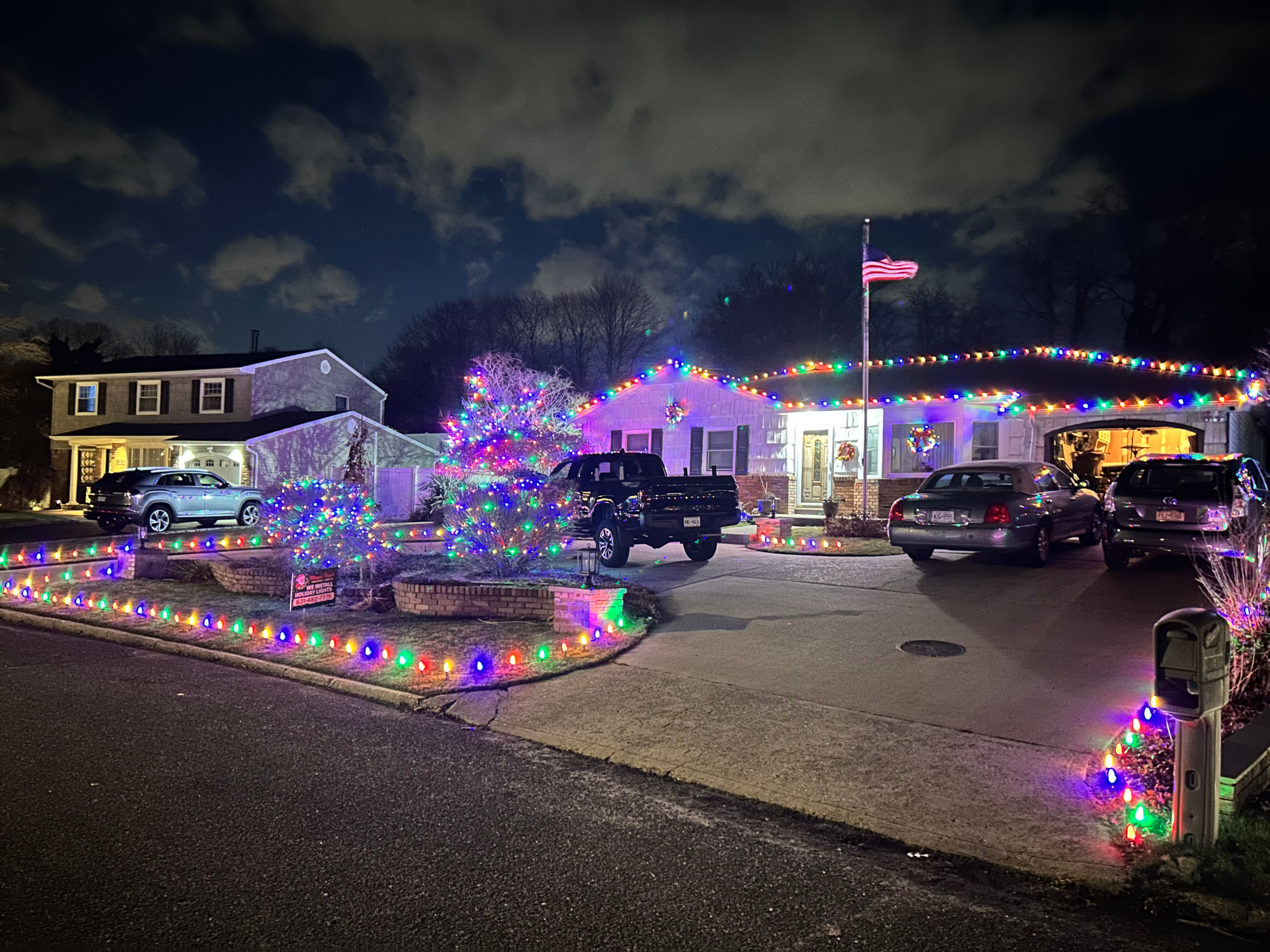 Large colorful Christmas light installation