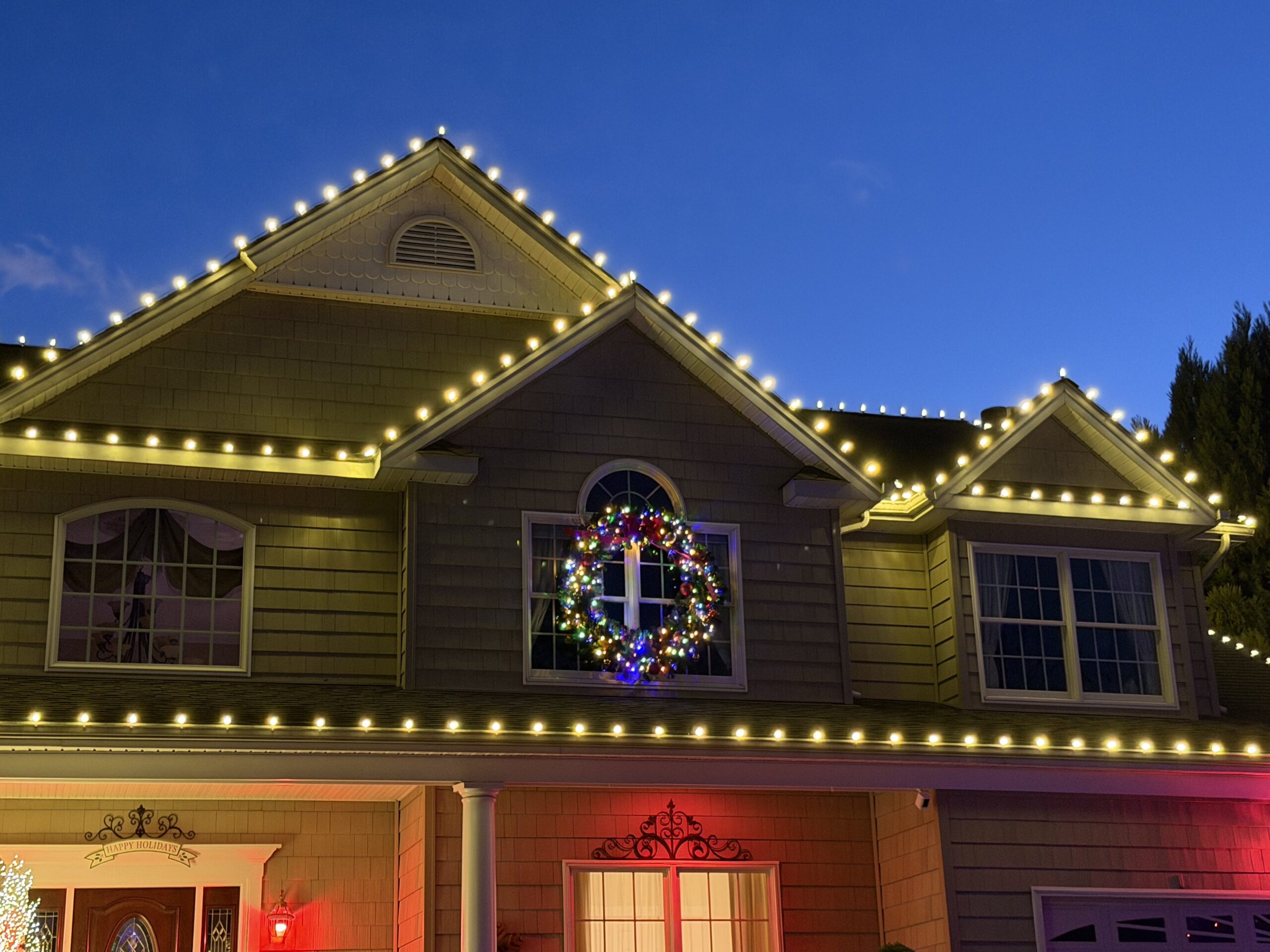 Warm white Christmas Light Installation Port Jefferson NY inspiration